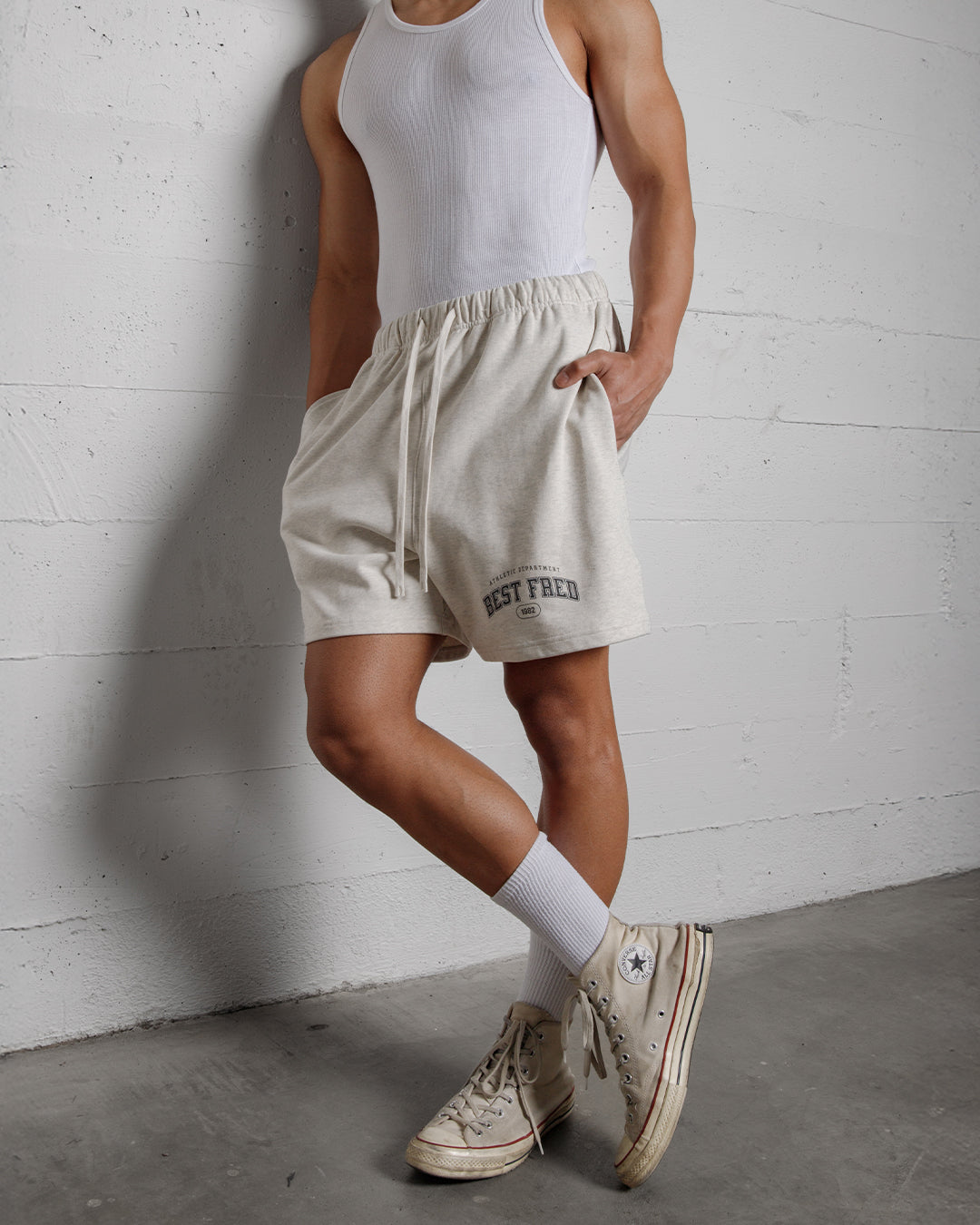 BEST FRED ATHLETIC DEPT. RELAXED SHORTS - OATMEAL