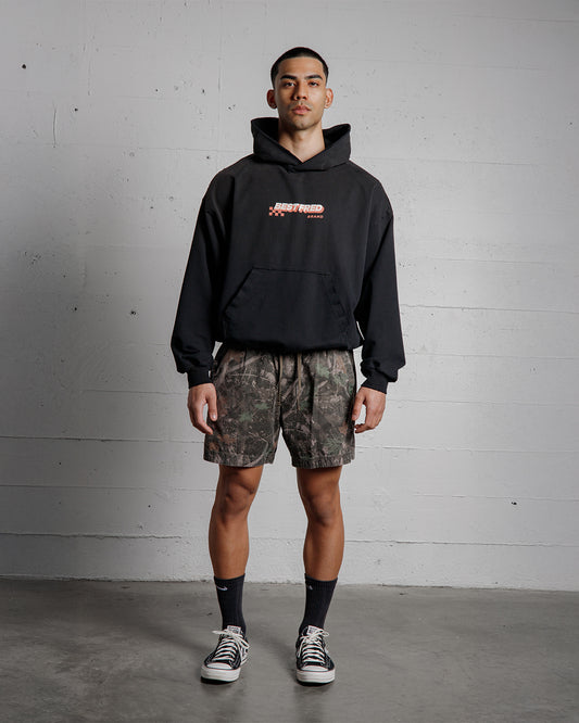 BEST FRED CHECKER DISTRESSED HOODIE - BLACK