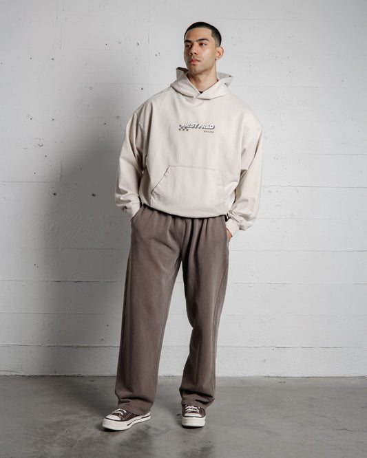 BEST FRED CHECKER DISTRESSED HOODIE - SAND