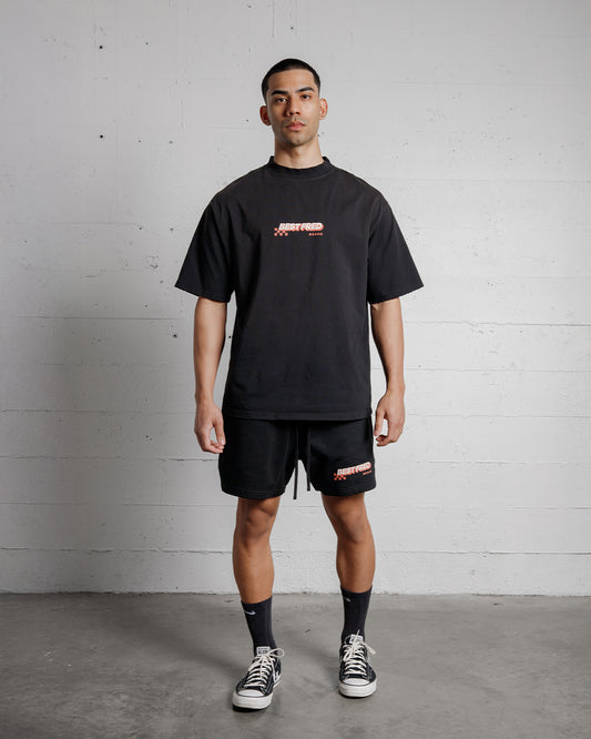 BEST FRED CHECKER DISTRESSED TEE - BLACK