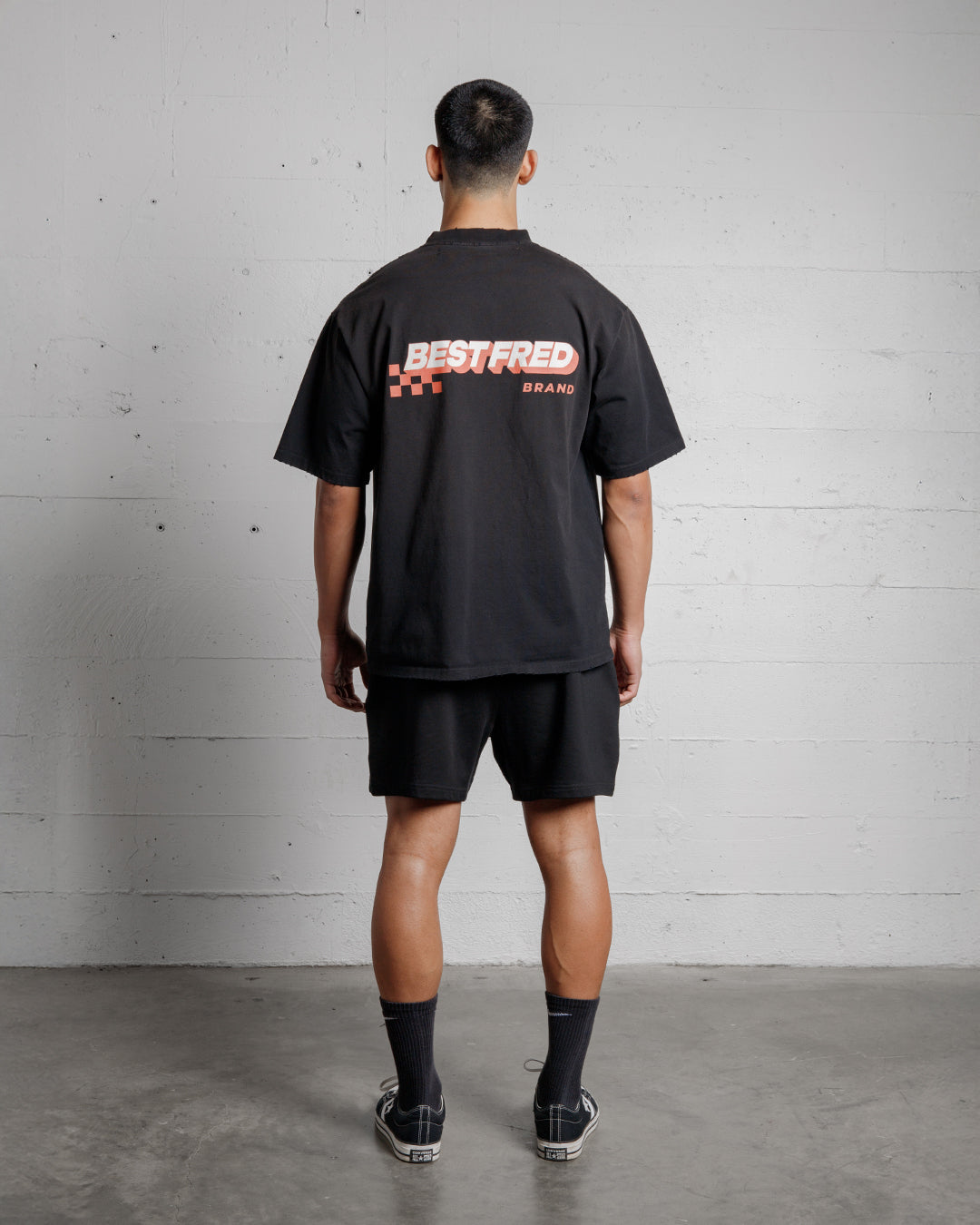 BEST FRED CHECKER DISTRESSED TEE - BLACK