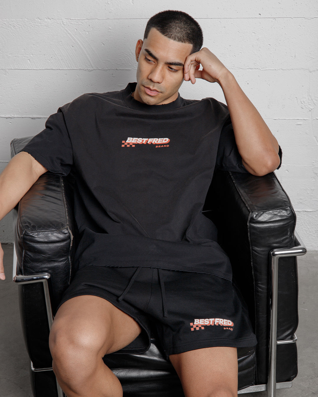 BEST FRED CHECKER DISTRESSED TEE - BLACK
