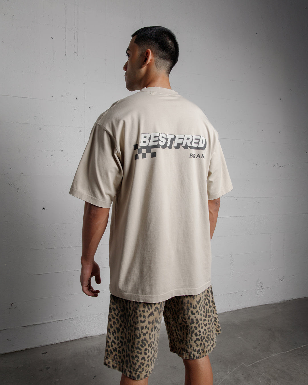 BEST FRED CHECKER DISTRESSED TEE - SAND