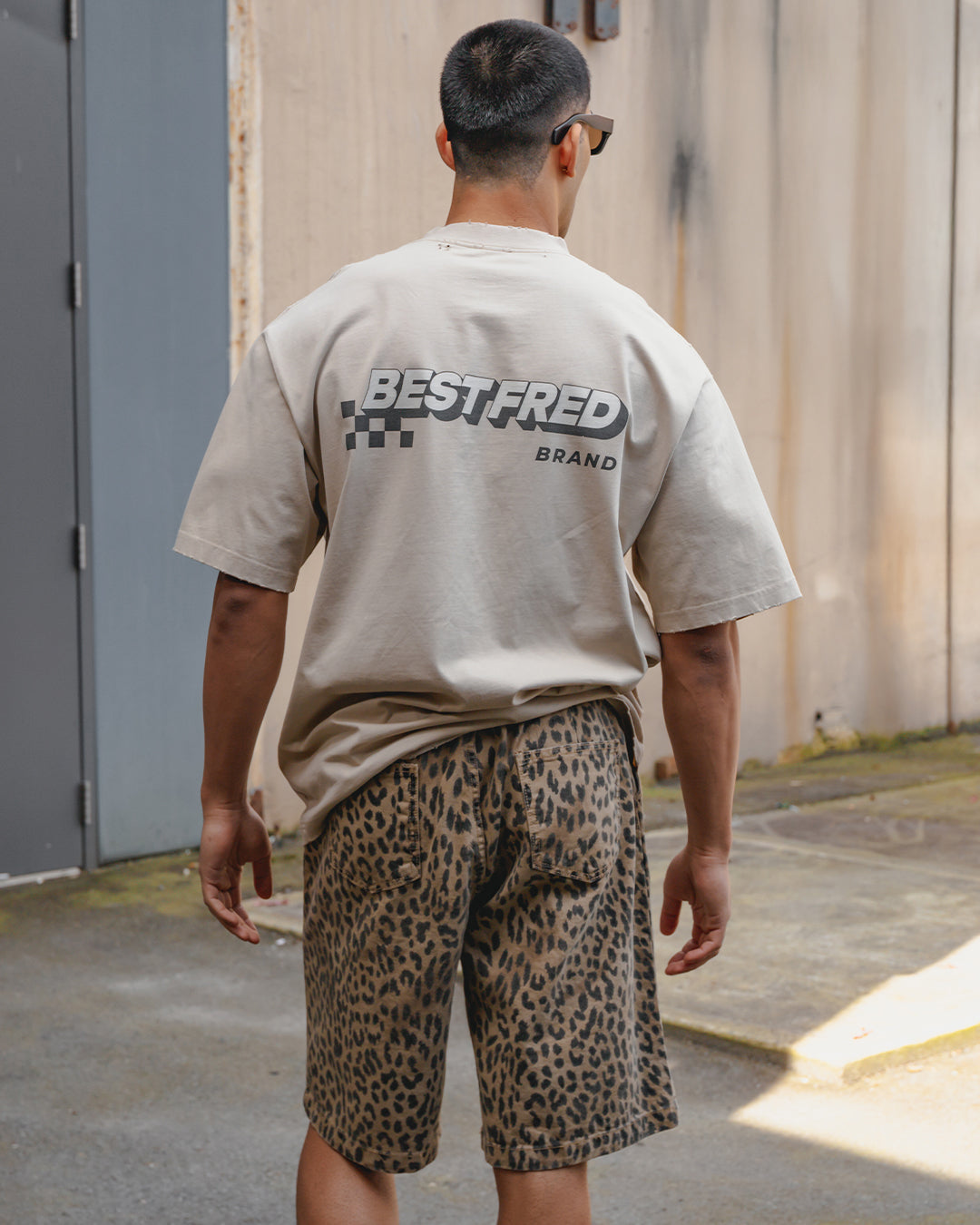 BEST FRED CHECKER DISTRESSED TEE - SAND