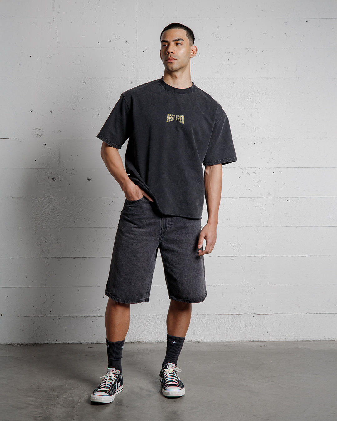 BEST FRED VARSITY VINTAGE TEE - WASHED BLACK