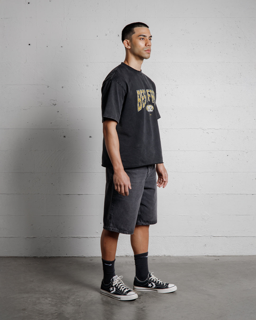 BEST FRED VARSITY VINTAGE TEE FRONT - WASHED BLACK