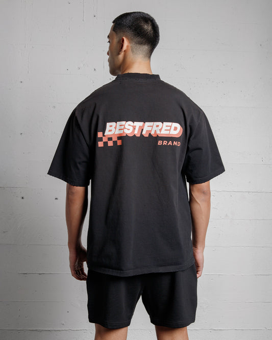 BEST FRED CHECKER DISTRESSED TEE - BLACK