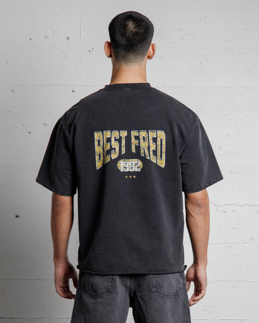 BEST FRED VARSITY VINTAGE TEE - WASHED BLACK